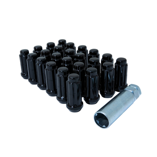 6 LUG M14X1.50 NON-EXTENDED THREAD SPLINE BLACK LUG NUTS - RA Motorsports Canada