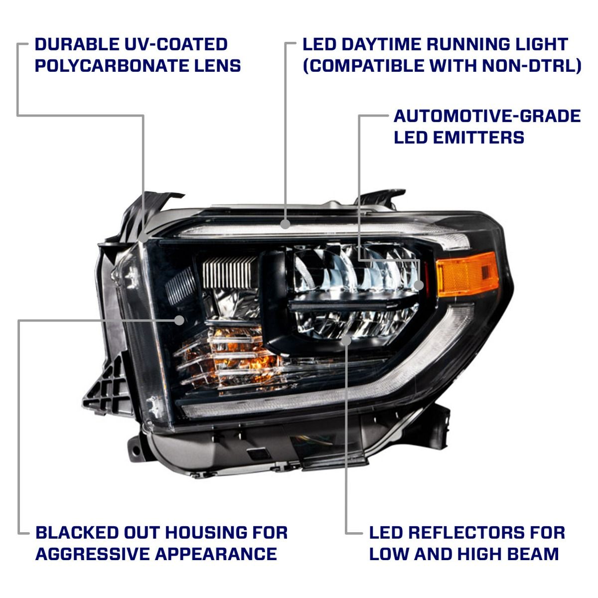 2014-2021 Toyota Tundra LED Reflector Headlights (pair) | RA
