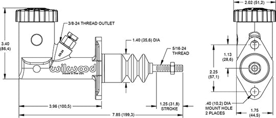 GS Integral Master Cylinder – .625in (5/8) Bore - RA Motorsports Canada