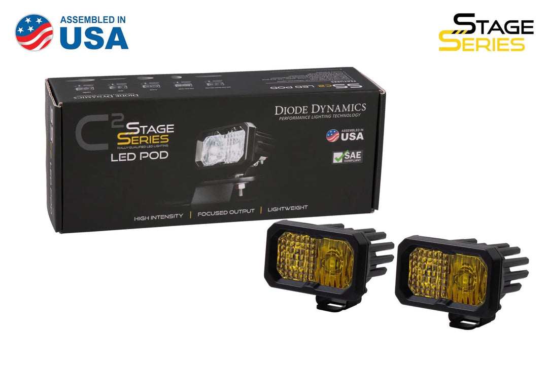 Stage Series C2 2" SAE/DOT Yellow LED Pod (pair) - RA Motorsports Canada