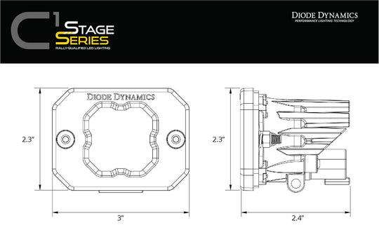Stage Series C1 White Sport Flush Mount LED Pod (pair) - RA Motorsports Canada