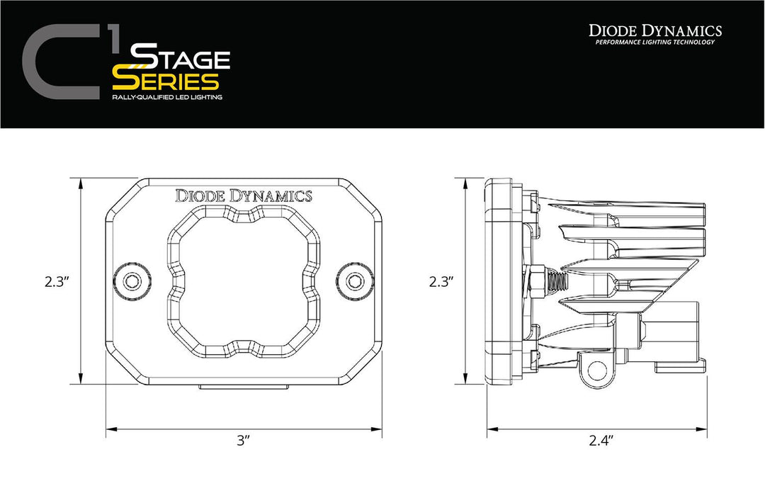 Stage Series C1 White Sport Flush Mount LED Pod (pair) - RA Motorsports Canada